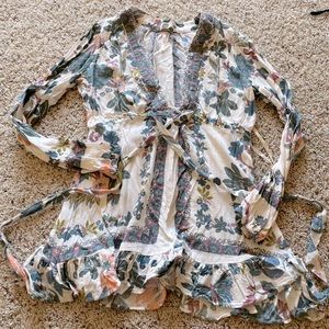 Free people vintage floral long sleeve top